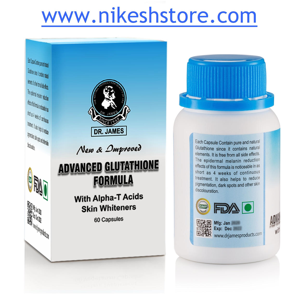 Dr. James Glutathione 1000mg  Skin Whitening Capsules