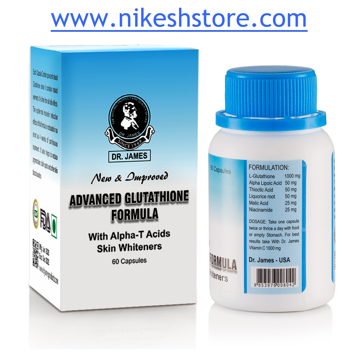 Dr. James Glutathione 1000mg  Skin Whitening Capsules